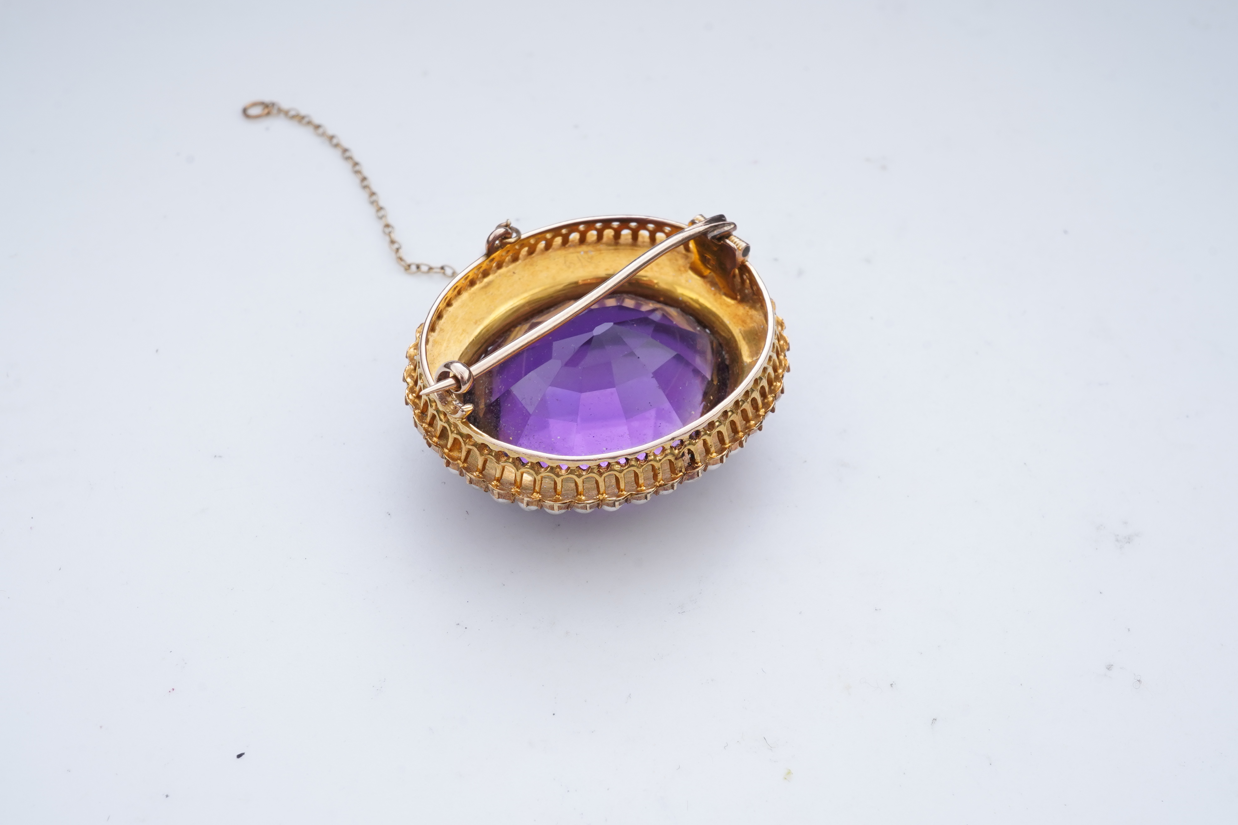 An Edwardian amethyst and seed pearl brooch, early 20th century